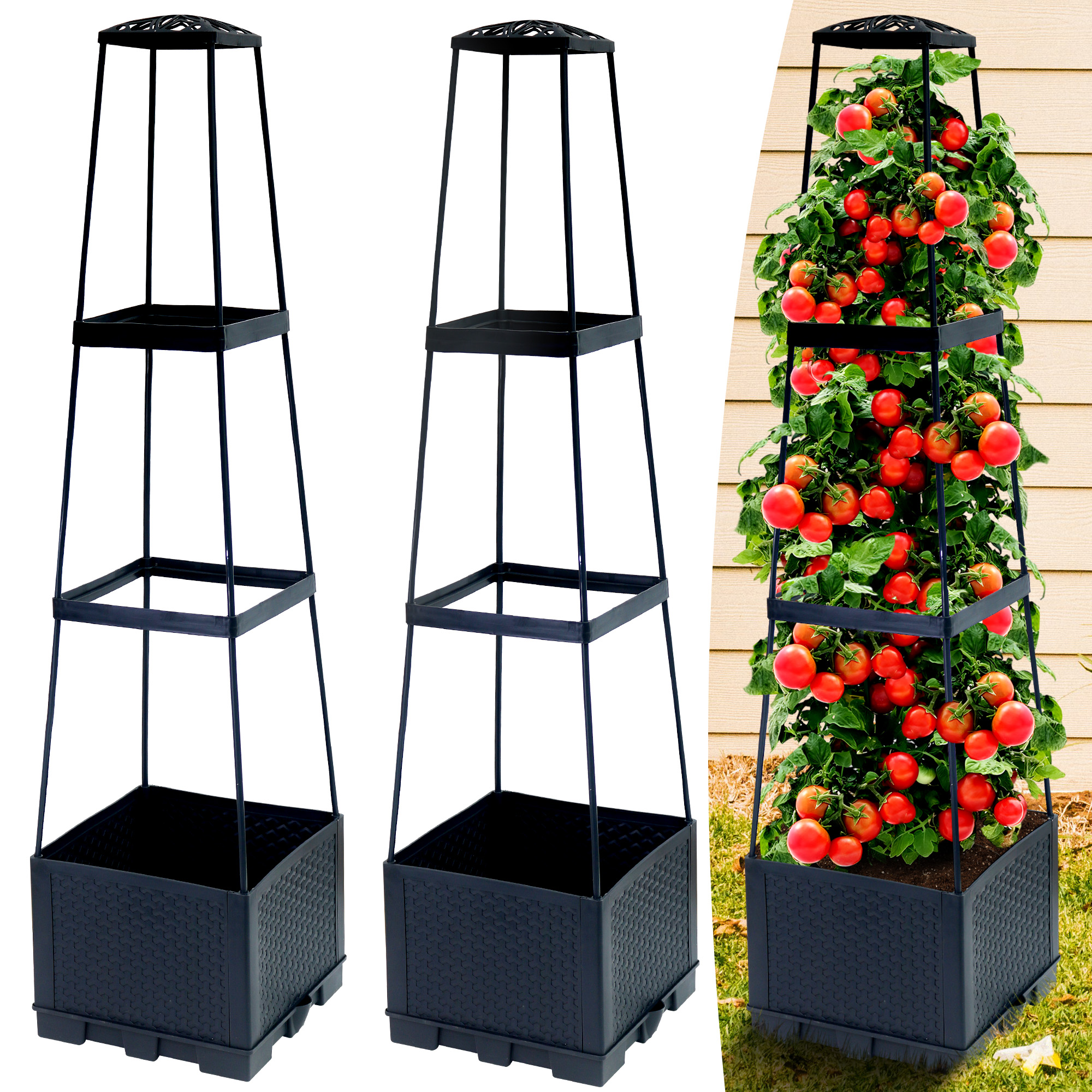 Self-Watering Planter - Self-Watering Tomato Planter Box With Trellis,