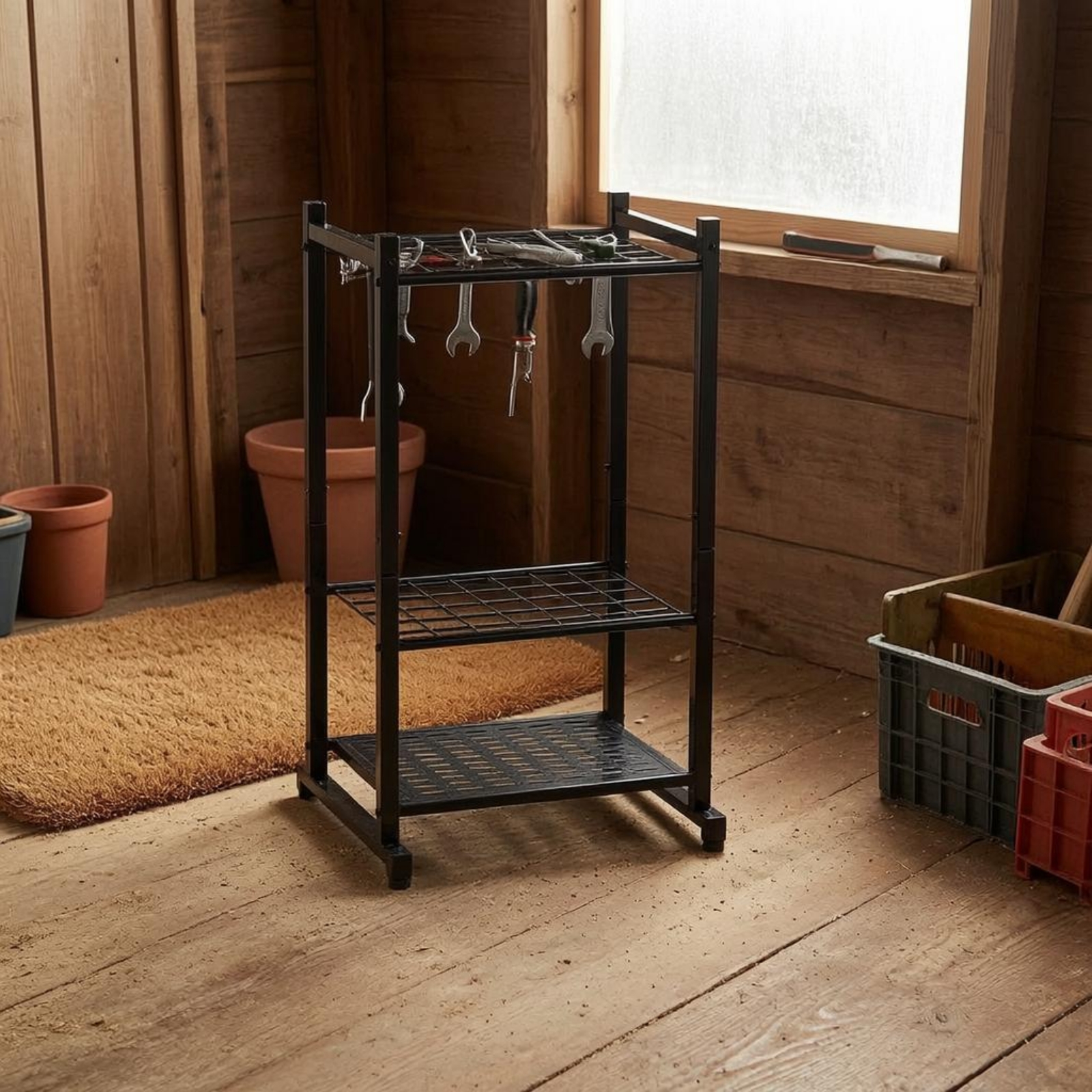 Gardening Tools Rack - Garden Tool Rack Three Shelf Freestanding