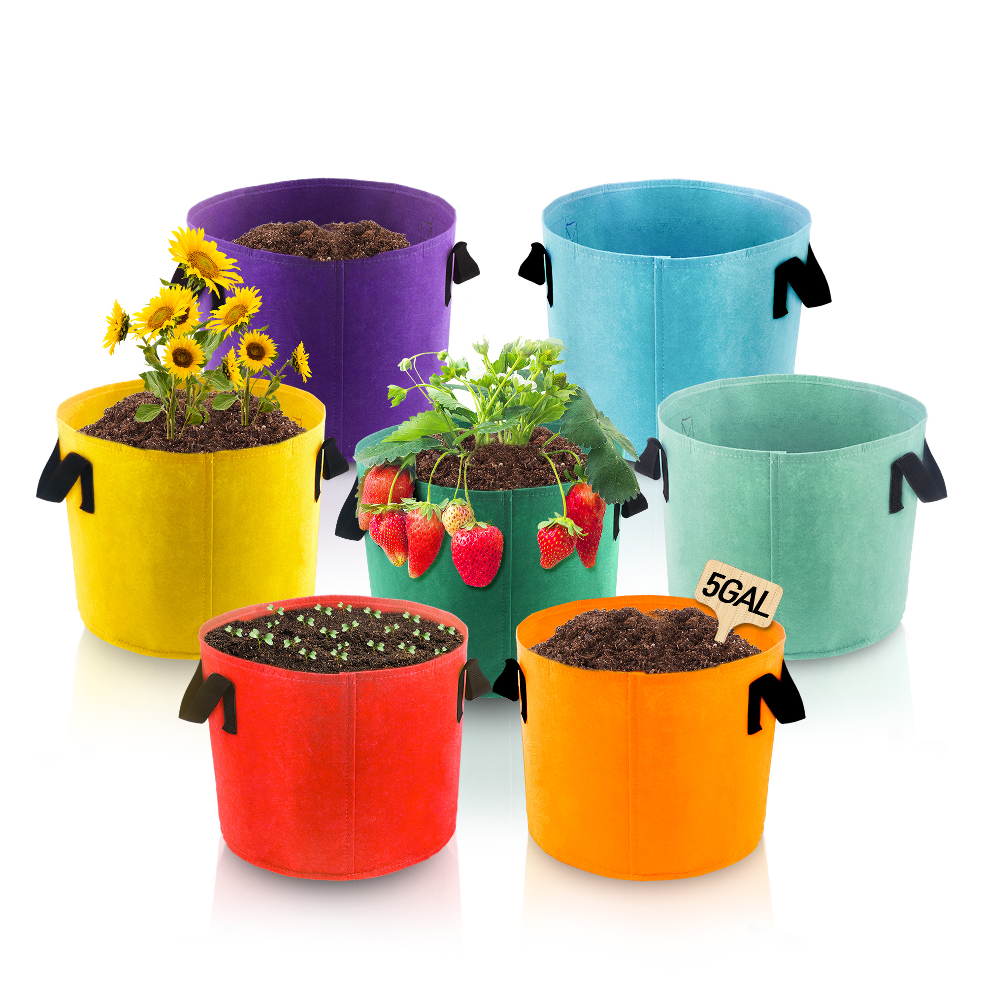 5 Gallon Grow Bags, 7 Pack Col - Grow Bags ulasan dan harga