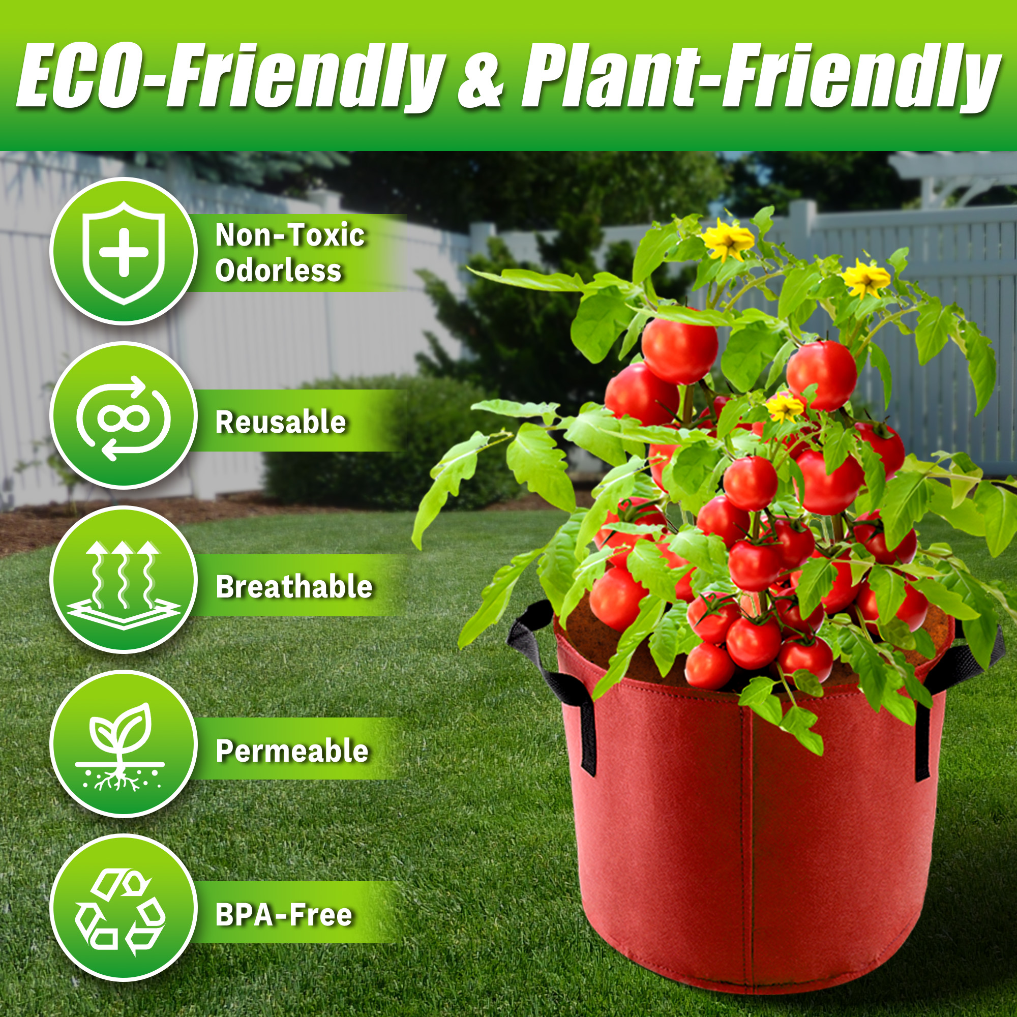 5 Gallon Grow Bags, 7 Pack Col - Grow Bags ulasan dan harga