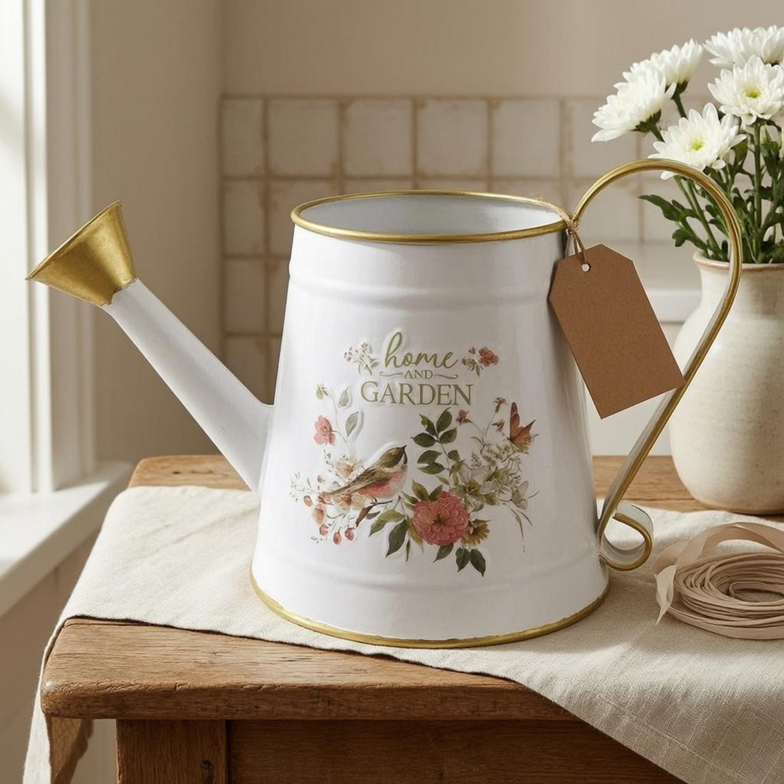 Metal Watering Can Gold Trim C - Gardening Tools Watering Can ulasan dan harga