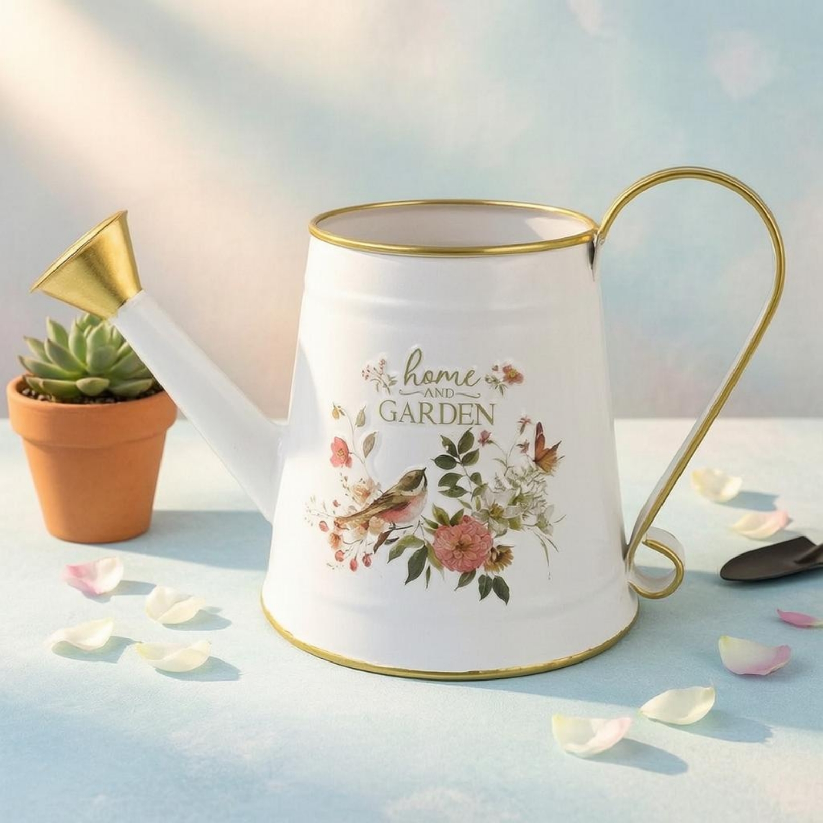 Metal Watering Can Gold Trim C - Gardening Tools Watering Can ulasan dan harga
