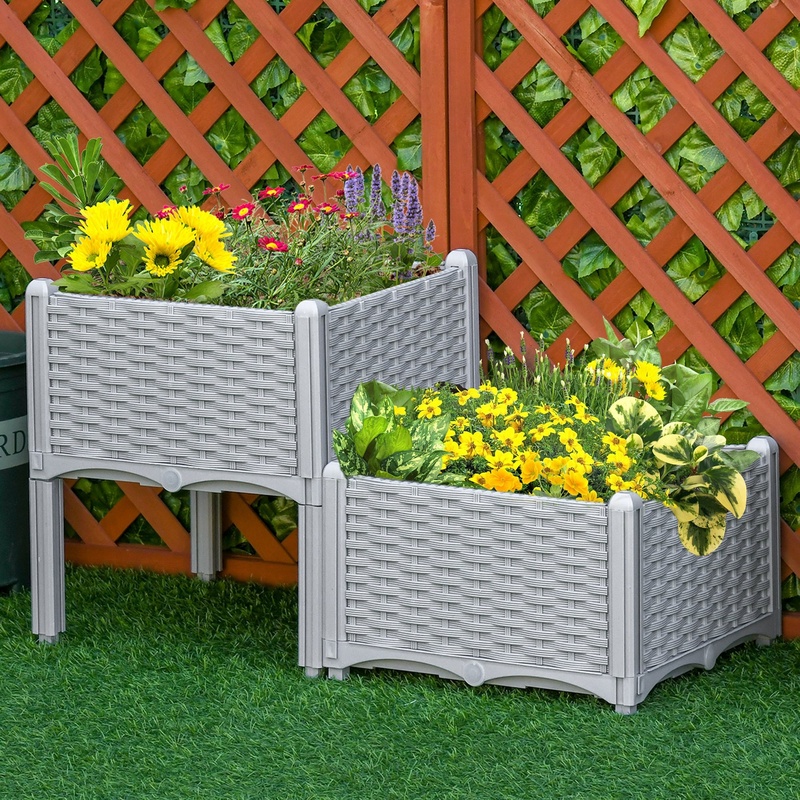 Outsunny 2-Piece Raised Garden - Self-Watering Planter ulasan dan harga