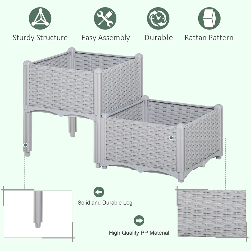 Outsunny 2-Piece Raised Garden - Self-Watering Planter ulasan dan harga